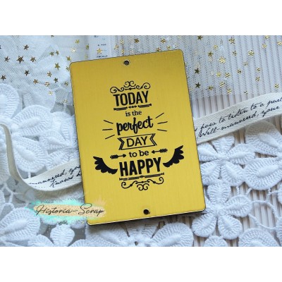 Бирка пластиковая "Day to Be Happy", цвет золото, 60*85 мм
